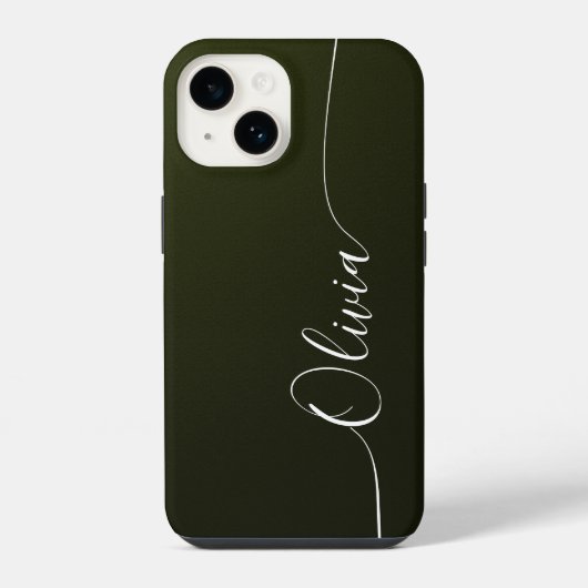 Groene Glans Elegante Calligrafie Script Naam iPhone Hoesje (Achterkant)