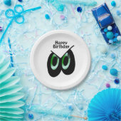 Groene Glare Cartoon Eyes Verjaardag Papieren Bordje (Feest)