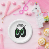 Groene Glare Cartoon Eyes Verjaardag Papieren Bordje (Feest)