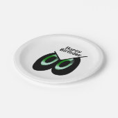 Groene Glare Cartoon Eyes Verjaardag Papieren Bordje (Gekanteld)