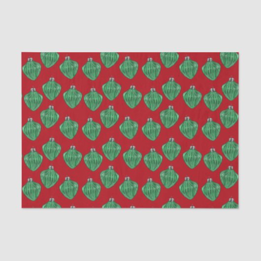 Groene glazen siervoorwerpen - Rood weefselpapier Tissuepapier (Voorkant)