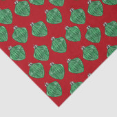 Groene glazen siervoorwerpen - Rood weefselpapier Tissuepapier (Detail)