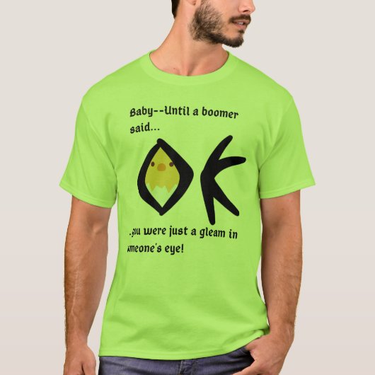 Groene 'Gleam in Eye' Basic Boomeranged T-shirt (Voorkant)