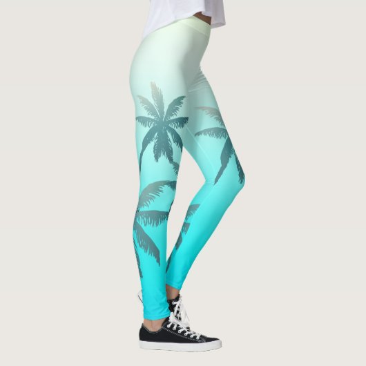 Groene gletsjergradiënt Vervagen palmbomen Leggings (Rechts)