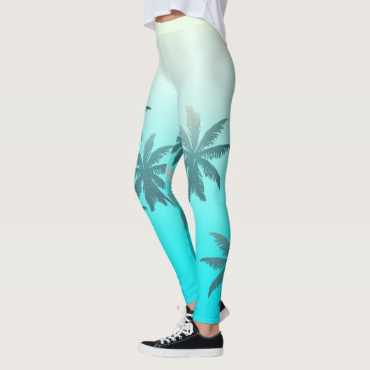 Groene gletsjergradiënt Vervagen palmbomen Leggings (Links)