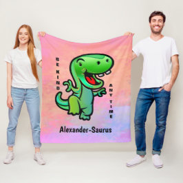 Groene glimlachende dinosaurus wees aardig kind pe fleece deken