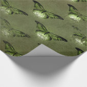 Groene Glimmer Vintage Vlinder Cadeaupapier (Hoek)