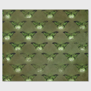 Groene Glimmer Vintage Vlinder Cadeaupapier