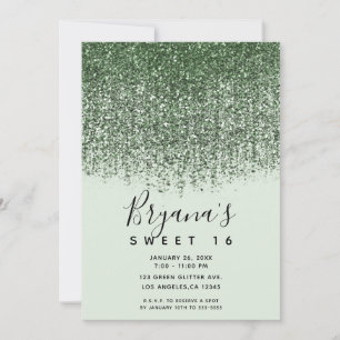 Groene glinsterende glitter Sweet 16 verjaardagsfe Kaart