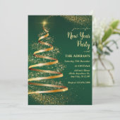 Groene glinsterende kerstboom nieuwjaarsfeest  kaart (Staand voorkant)