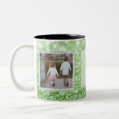 Groene Glitter 2 Afbeeldingen met tekst Ontwerp uw Tweekleurige Koffiemok (Links)