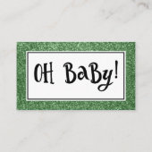 Groene Glitter Baby Shower Luier Raffle Kaarten (Achterkant)