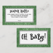Groene Glitter Baby Shower Luier Raffle Kaarten (Voorkant / Achterkant)