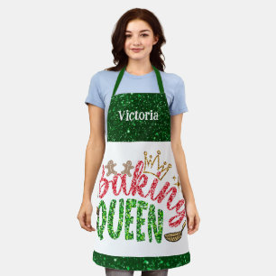 Groene glitter bakken koningin gepersonaliseerd schort