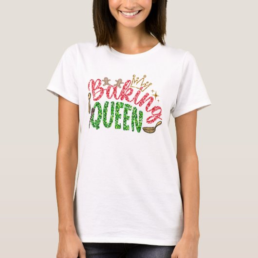 Groene Glitter Bakken Koningin Gepersonaliseerde B T-shirt (Voorkant)