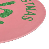 Groene Glitter Bells on Pink Holiday Custom Snijplank (Hoek)