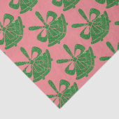 Groene Glitter Bells on Pink Holiday Tissuepapier (Detail)
