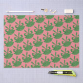 Groene Glitter Bells on Pink Holiday Tissuepapier (Craft)