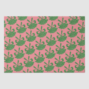 Groene Glitter Bells on Pink Holiday Tissuepapier