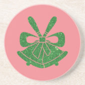 Groene Glitter Bells on Pink Holiday Zandsteen Onderzetter (Voorkant)