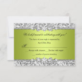 Groene Glitter Bow Quinceanera RSVP Kaartje (Achterkant)