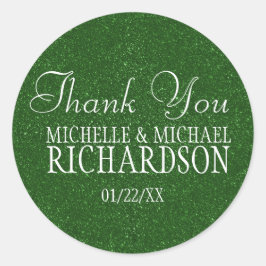 Groene Glitter bruiloft gunst Ronde Sticker