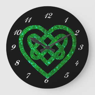 Groene Glitter Celtic Heart Knot Wall klok