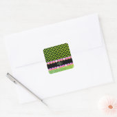 Groene Glitter Chevron Pink Bling Monogram Glam Vierkante Sticker (Envelop)