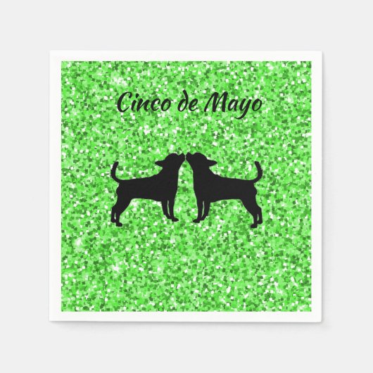 Groene Glitter Cinco de Mayo Feestservetten Servet (Voorkant)