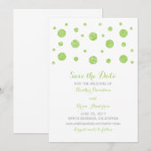 Groene Glitter Confetti sparen de Datum uitnodigen Save The Date (Voorkant / Achterkant)