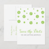 Groene Glitter Confetti sparen het Briefkaart van (Voorkant / Achterkant)