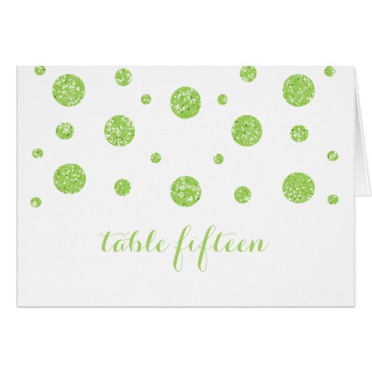 Groene Glitter Confetti Table Number Kaart (Voorkant Horizontaal)
