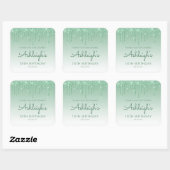 Groene Glitter Drip 18e Verjaardag Dank Je Vierkante Sticker (Vel)