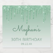 Groene glitter Drip 30th Birthday Party Sparkling Wijnetiket (Enkel label)