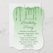 GROENE GLITTER DRIP ELEGANT BIRTHDAY INVITATION KAART (Voorkant)