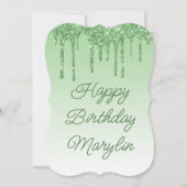 GROENE GLITTER DRIP ELEGANT BIRTHDAY INVITATION KAART (Achterkant)