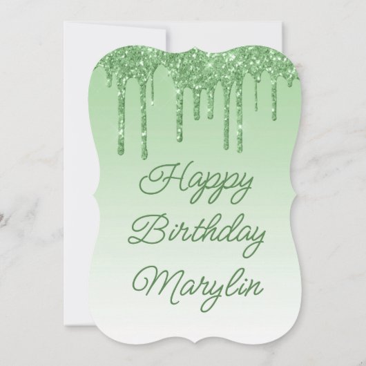 GROENE GLITTER DRIP ELEGANT BIRTHDAY INVITATION KAART (Achterkant)