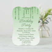 GROENE GLITTER DRIP ELEGANT BIRTHDAY INVITATION KAART (Staand voorkant)