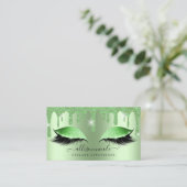 Groene Glitter Drip Metallic Folie Eyelash Visitekaartje (Staand voorkant)