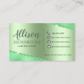 Groene Glitter Drip Metallic Folie Eyelash Visitekaartje (Achterkant)