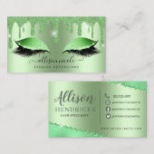 Groene Glitter Drip Metallic Folie Eyelash Visitekaartje (Voorkant / Achterkant)