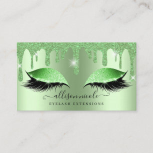 Groene Glitter Drip Metallic Folie Eyelash Visitekaartje