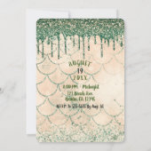 Groene Glitter Drip Perzik Zeemeermin Zoete 16 Fee Kaart (Achterkant)