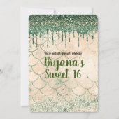 Groene Glitter Drip Perzik Zeemeermin Zoete 16 Fee Kaart (Voorkant)