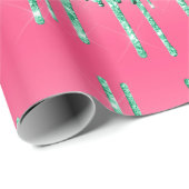 Groene Glitter Drip Roze Trendy Glam Bling Verjaar Cadeaupapier (Rol Hoek)