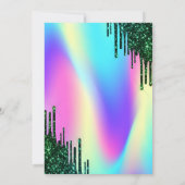 Groene Glitter Drips Holografisch Zoet 16 Kaart (Achterkant)
