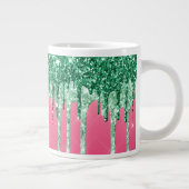 Groene glitter drukt roze glam Trendy Jumbo op Grote Koffiekop (Rechts)