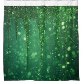 Groene Glitter Druppel Achtergrond Met Fonkelende Douchegordijn (Voorkant)
