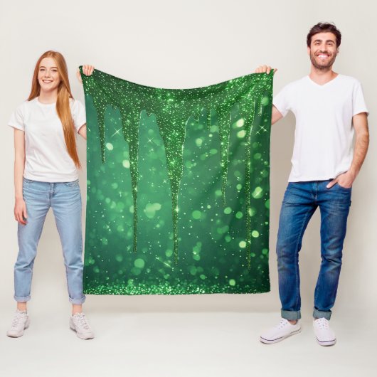 Groene Glitter Druppel Achtergrond Met Fonkelende Fleece Deken (In situ)