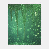 Groene Glitter Druppel Achtergrond Met Fonkelende Fleece Deken (Voorkant)